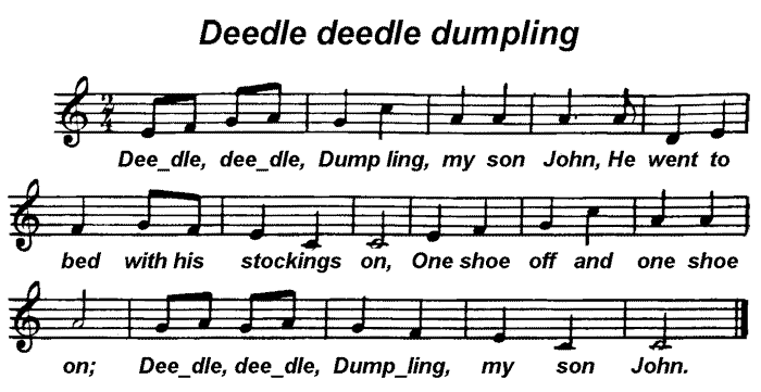 Нотный текст - deedle, deedle, dumpling