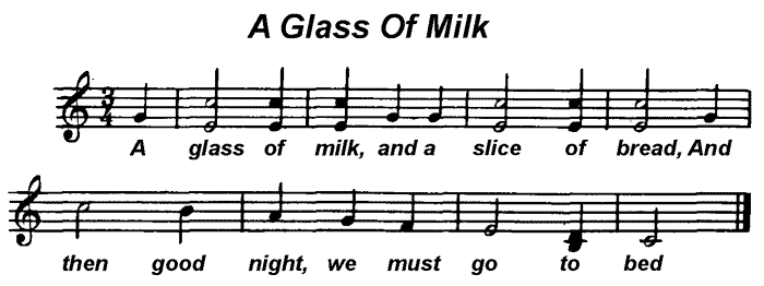Нотный текст - a glass of milk