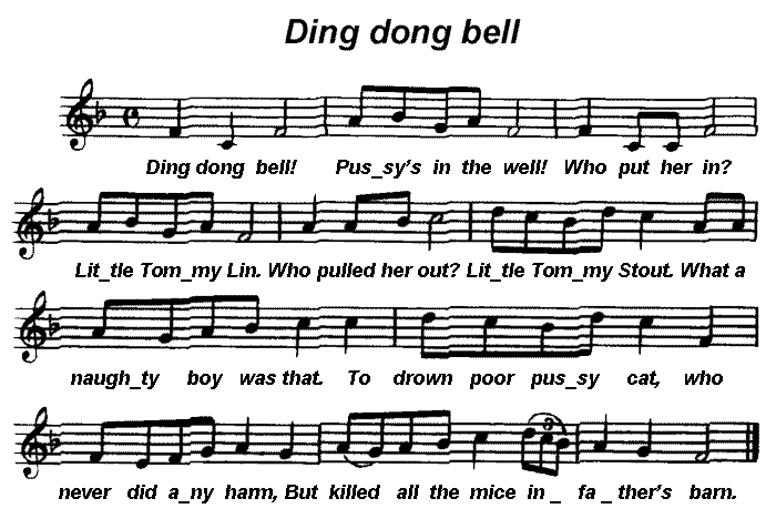 Нотный текст - ding dong bell